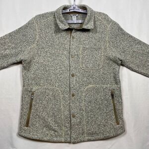 L.L.Bean Fleece Button Up Jacket‎ Barn Coat Full Zip Pockets Mens Size M